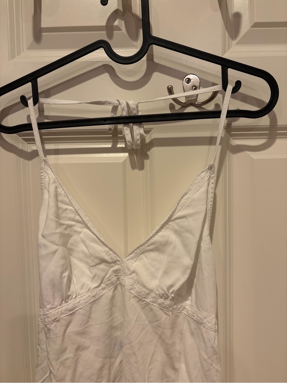 Brandy Melville White Lace-Trim Halter Blouse - Picture 2 of 4
